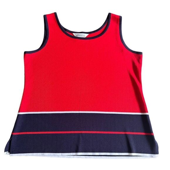 Misook Tops - Exclusively Misook Sleeveless Shell Tank Top Red White Blue Stripe Size Medium